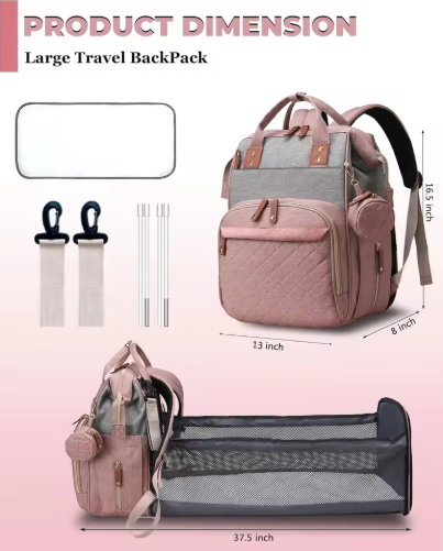 Backpack Folding Bed Diaper Bag With Changing Station